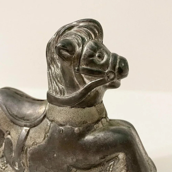 Vintage Rocking Horse Piggy Bank Silver Plated Coin Bank Made In Hong Kong - Picture 12 of 16